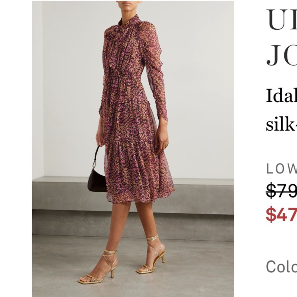 🔥 ULLA JOHNSON Idalian chiffon print dress 8 NWOT 🔥